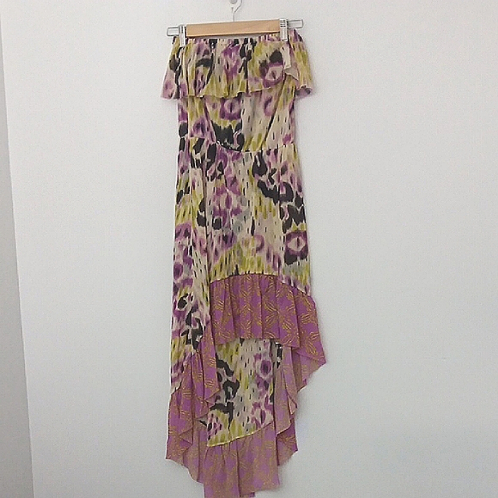 Anthropologie Lilka Off-Shoulder High-Low Dress Women's Size XS Animal‎ Print